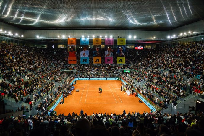 Archivo - General view during Rafael Nadal of Spain farewell in his last tournament of Mutua Madrid Open after losing against Jiri Lehecka of Czech Republic during the Masters 1000 and WTA 1000, tournament celebrated at Caja Magica on April 30, 2024 in Ma