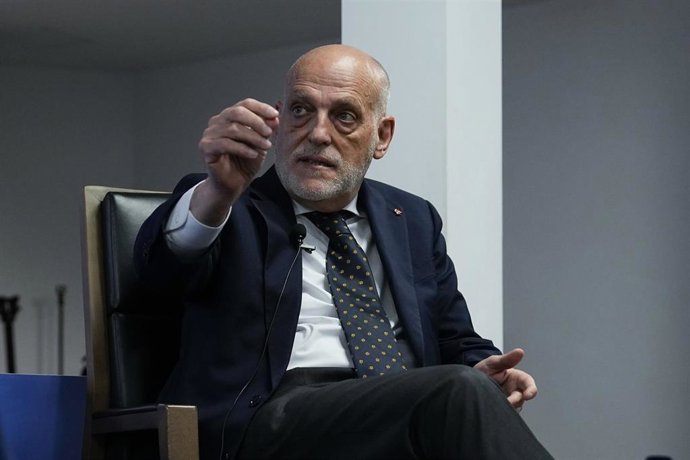 Archivo - Javier Tebas, presidente de LaLiga, durante una charla