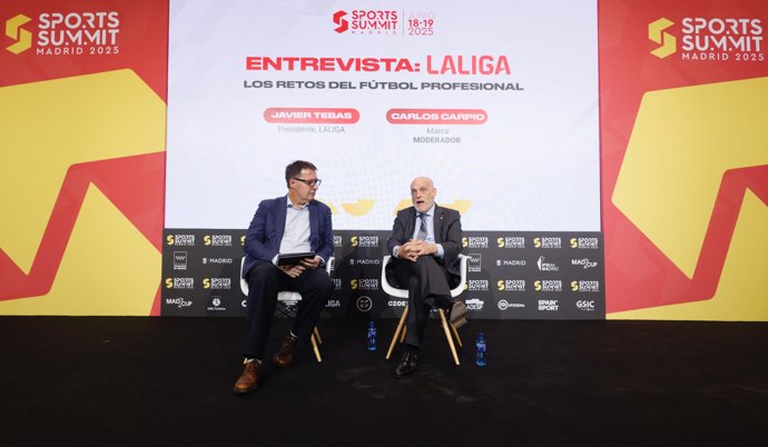 Javier Tebas durante su ponencia en Sports Summit Madrid 2025