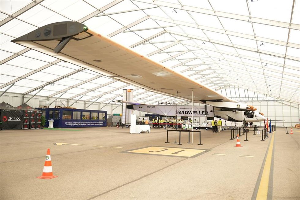 Archivo - Un avión solar en las instalaciones de la empresa Skydweller, en el aeropuerto de Albacete, a 3 de abril de 2023, en Albacete, Castilla-La Mancha (España). 
