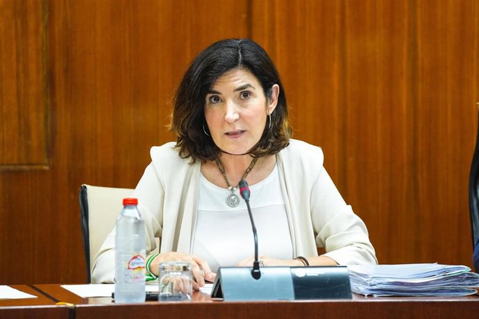 La consejera de Empleo, Empresa y Trabajo Autónomo, Rocío Blanco, en la comisión parlamentaria el 18 de junio de 2025.