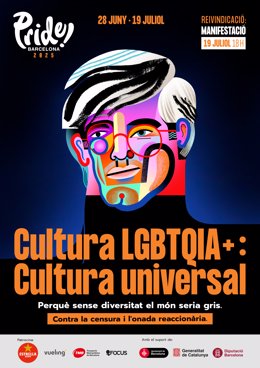 Cartell del Pride Barcelona amb la imatge d'Andy Warhol.