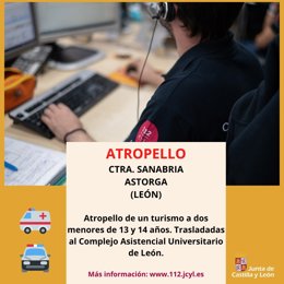 Información del 112 sobre el atropello de un turismo a dos menores en Astorga.