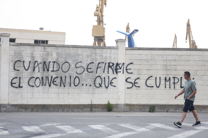 Imágenes de la huelga del metal, a 19 de junio de 2025 en Cádiz (Andalucía, España).