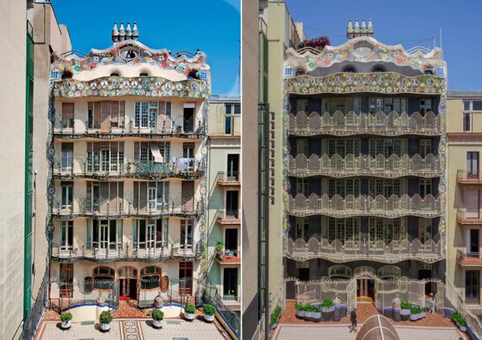 Casa Batlló de Barcelona antes y después de la restauración