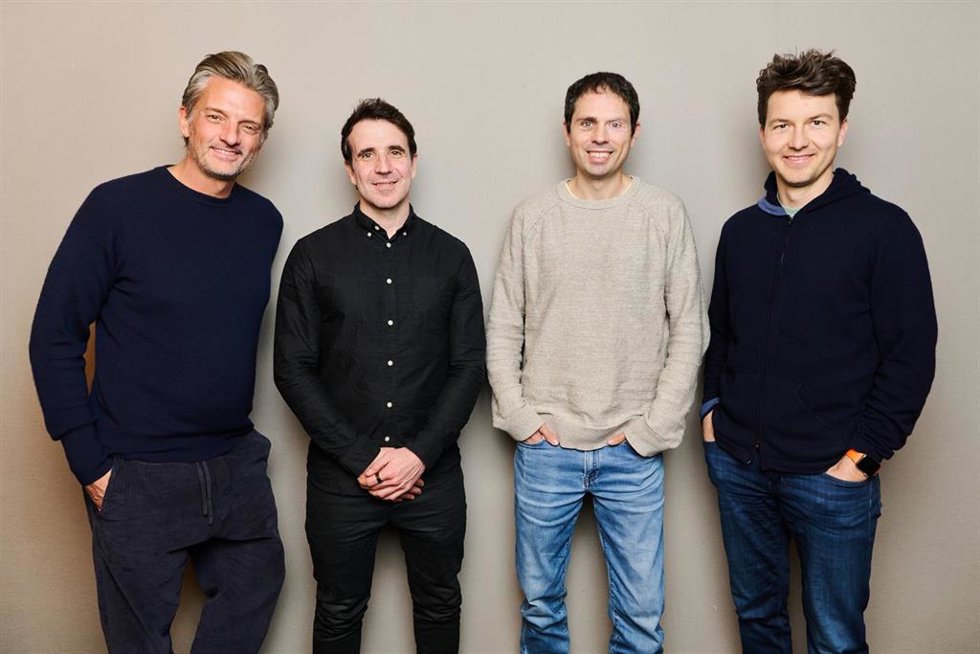 De Izquierda a derecha: Thibaut Ceyrolle, cofundador y CRO dAries Global; Marc Caballé, cofundador y CEO de Hubtype; Eric Marcos, cofundador y CTO; t Michael Mitterlehner, cofundador y CEO dAries Global.