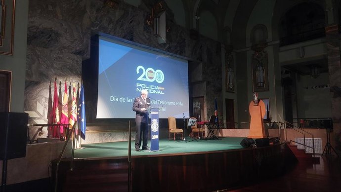 El jefe superior de Policía en Aragón, Florentino Marín, en el acto por el Día de las Víctimas del Terrorismo en la Policía Nacional.