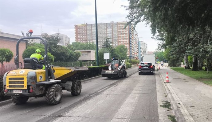Obras de eliminación del antiguo trazado del carril bici de Isabel la Católica.