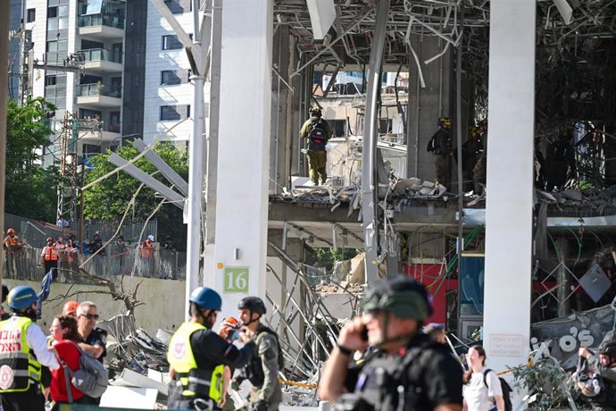 Imagen de archivo de un edificio derrumbado en Israel tras un ataque de Irán.