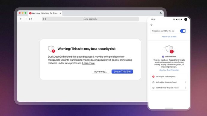 Bloqueador de estafas de DuckDuckGo.