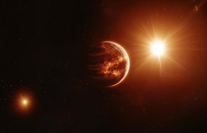 Concepto artístico de un Júpiter doblemente caliente