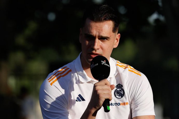 Mario Hezonja, player of Real Madrid, during a press conference on June 19, 2025, in Madrid, Spain.