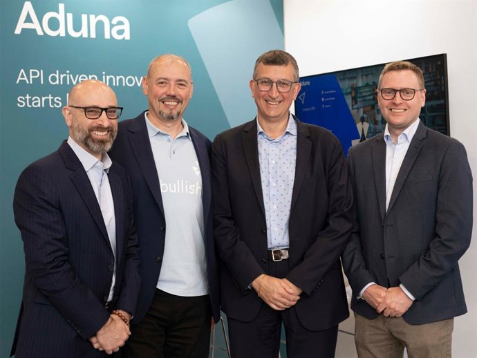 L-R: Aduna CEO, Anthony Bartolo; Aduna CCO, Peter Arbitter; JT Global CTO, Alessandro Bovone; Aduna KAM, Johan Otterheim