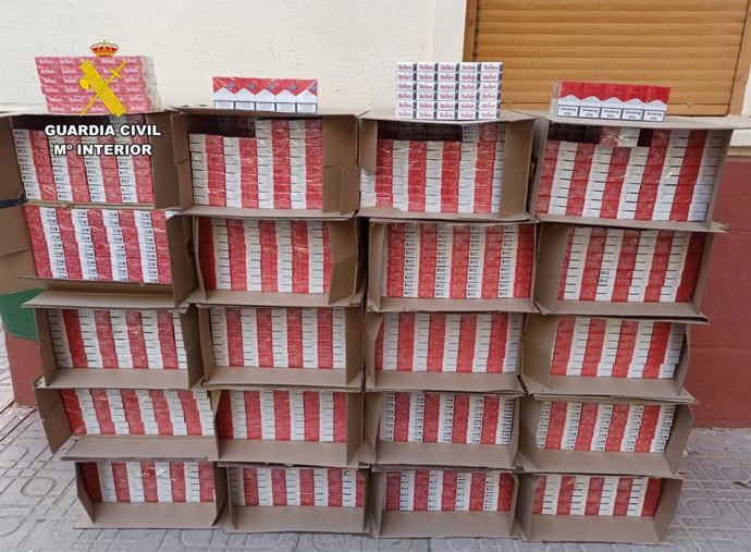 Tabaco apreendido durante a operação da Guardia Civil em Albacete.
