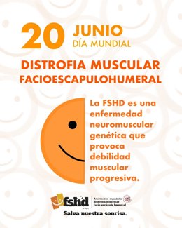 Cartel con motivo del Día Internacional de la distrofia muscular facioescapulohumeral (FSHD).