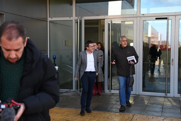 Archivo - El presidente de la Diputación de Badajoz, Miguel Ángel Gallardo, a su salida de los Juzgados de Badajoz tras declarar ante la jueza