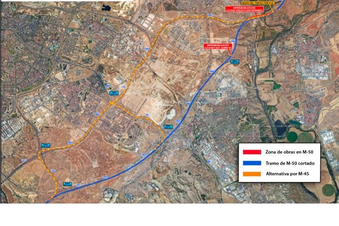 Obras de impermeabilización en la M-50