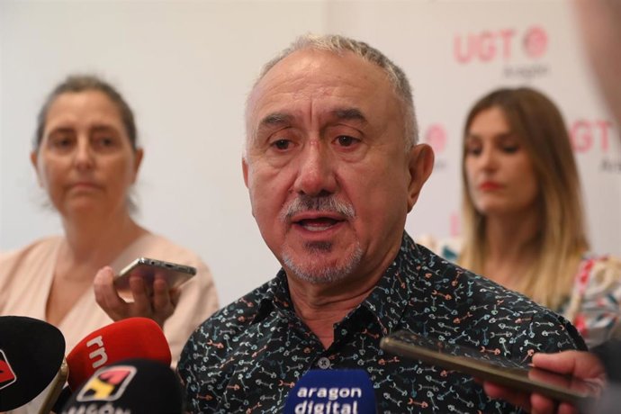 El secretario general de UGT, Pepe Álvarez, durante el III Encuentro de Mujeres Dirigentes de UGT, en el Centro de Formación Arsenio Jimeno, a 20 de junio de 2025, en Zaragoza, Aragón (España). 
