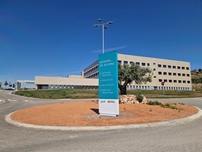 Zona exterior del nuevo hospital de Alcañiz.
