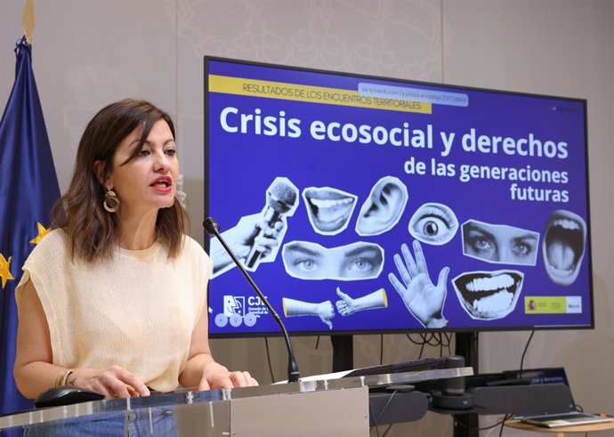 La ministra de Juventud e Infancia, Sira Rego, ofrece una rueda de prensa tras un encuentro con los presidentes de los Consejos de la Juventud de las diferentes Comunidades Autónomas y del Consejo de la Juventud de España, a 20 de junio de 2025, en Madrid