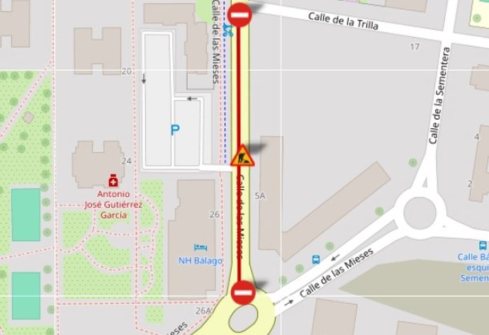 Corte de tráfico en la calle Mieses a partir de este lunes, 23 de junio.