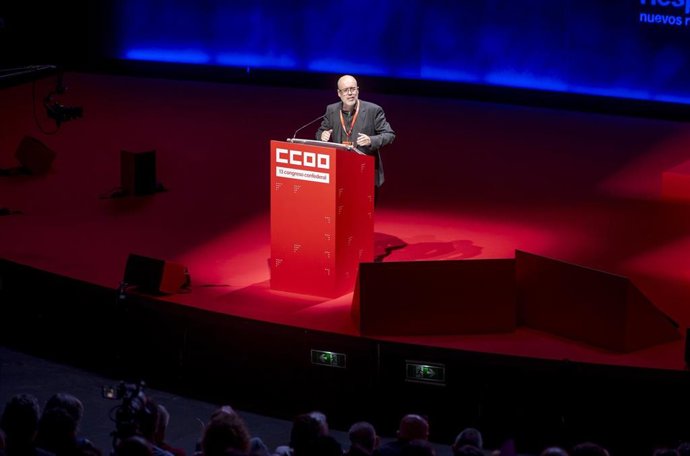 El secretario general de CCOO, Unai Sordo, interviene durante el 13º Congreso Confederal de CCOO, en el Marriott Auditorium Hotel & Conference Center, a 19 de junio de 2025, en Madrid (España). Comisiones Obreras celebra del 19 al 21 de junio su 13º Congr