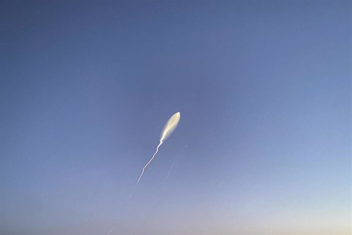 Imagen de archivo de intercepciones de misiles iraníes sobre el cielo de Israel 