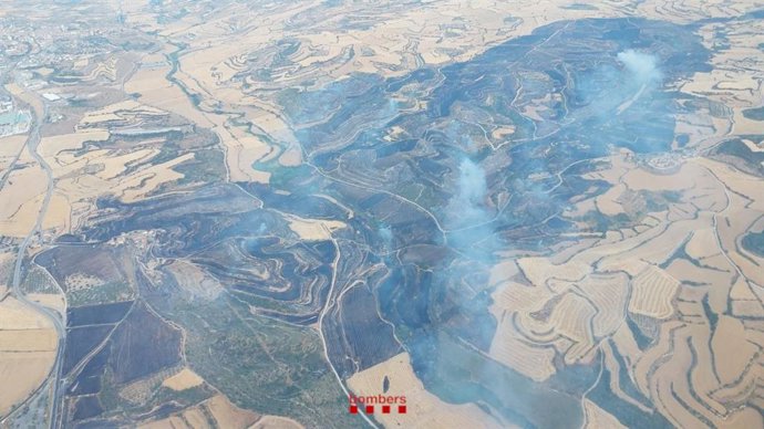 La zona del incendio en una imagen del sábado