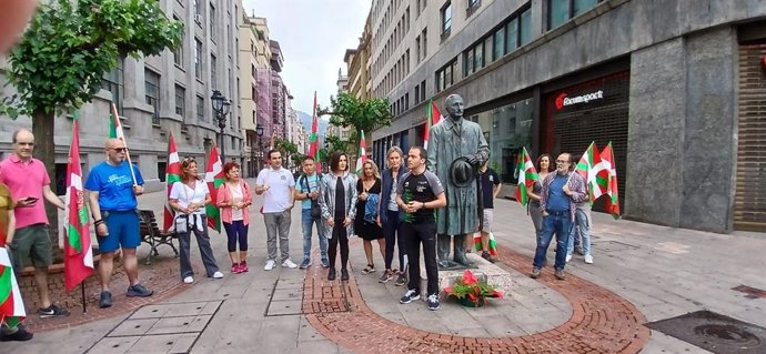 El presidente del BBB del PNV, Iñigo Ansola, en el homenaje al Lehendakari Agirre en Bilbao.