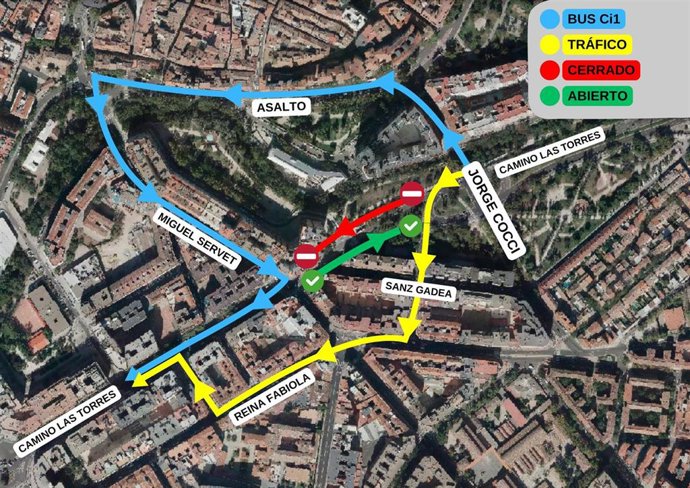 Mapa elaborado por el consistorio sobre la movilidad en la zona de Camino las Torres