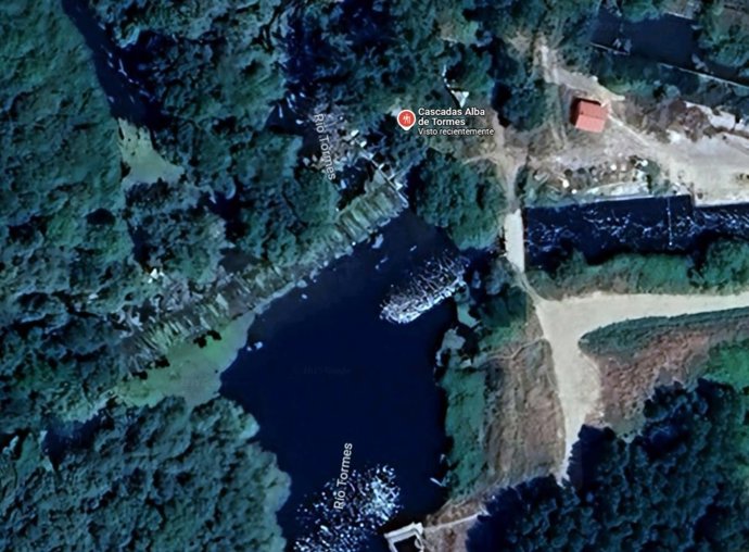 Zona en la que ha desaparecido el chico de 14 años en las cascadas de Alba de Tormes (Salamanca).