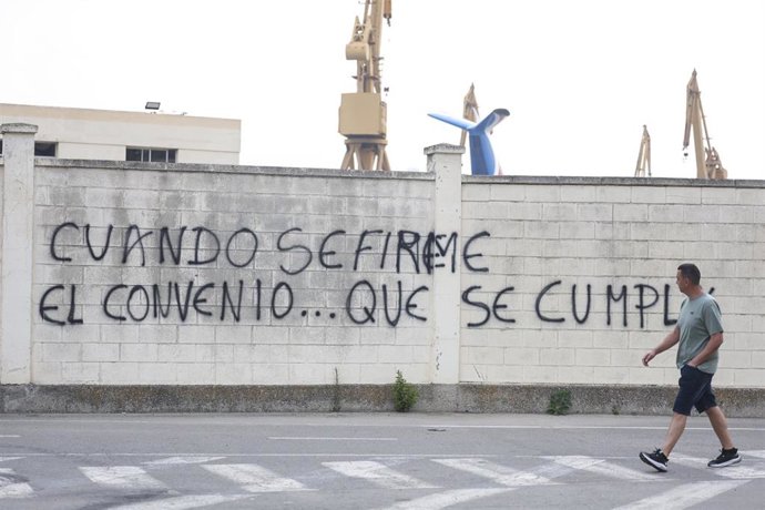 Imágenes de la huelga del metal, a 19 de junio de 2025 en Cádiz (Andalucía, España).