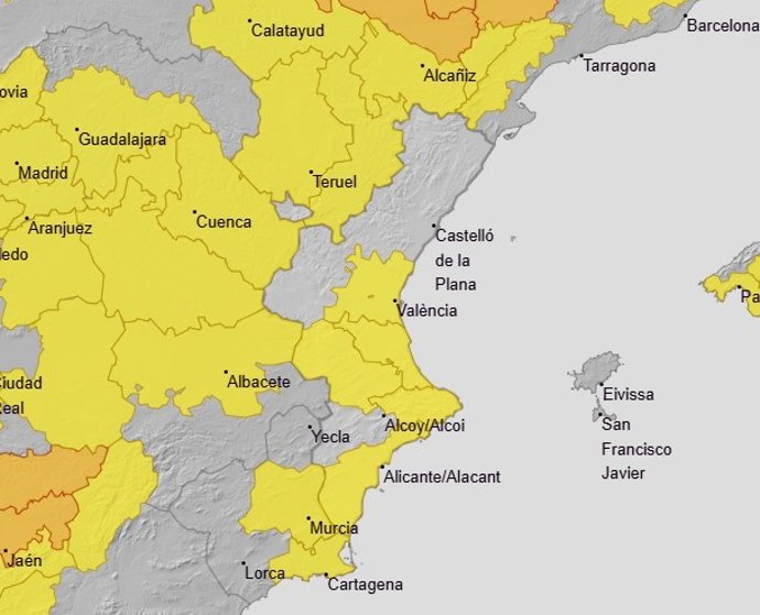 Avisos actius a la Comunitat Valenciana a 23 de juny
