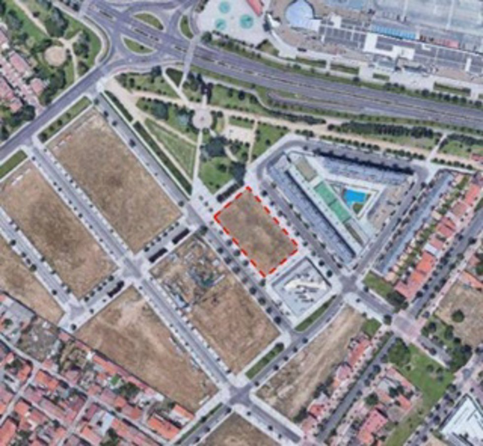 Plano con la parcela cedida para la construcción de un centro de educación especial.
