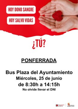 Imagen de la campaña de donación de sangre que se celebrará en Ponferrada (León).