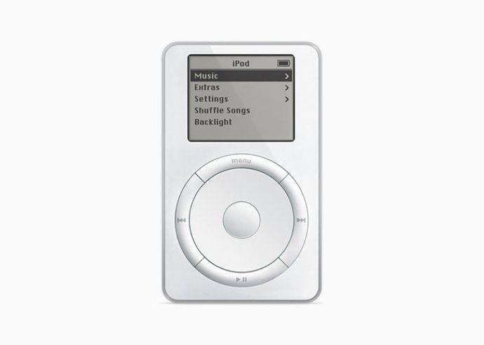 O iPod original da Apple, lançado em 2001.