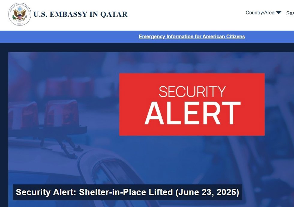 Aviso en la página web de la Embajada de Estados Unidos en Qatar