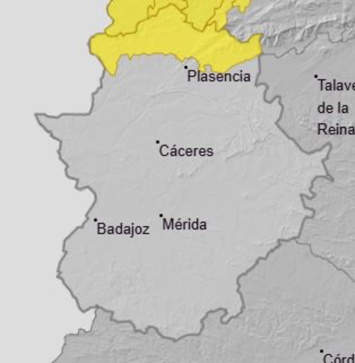 El norte de Cáceres permanecerá este martes en alerta amarilla por lluvias y tormentas