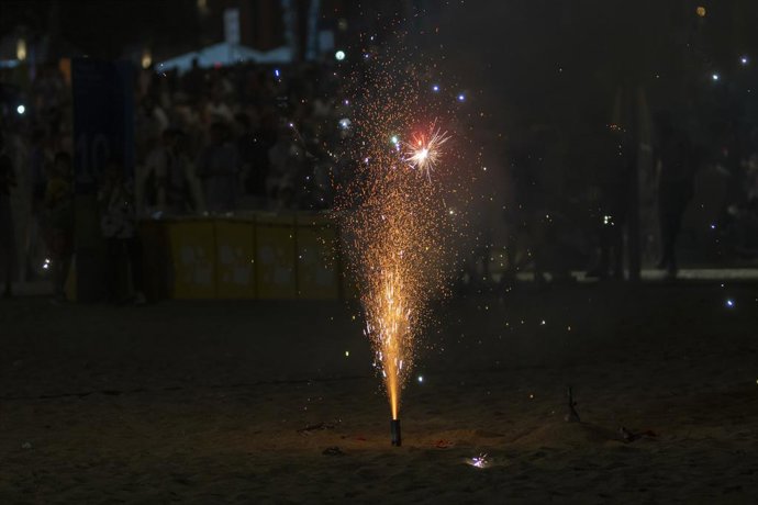 Un moment de la revetlla a la ciutat de Barcelona
