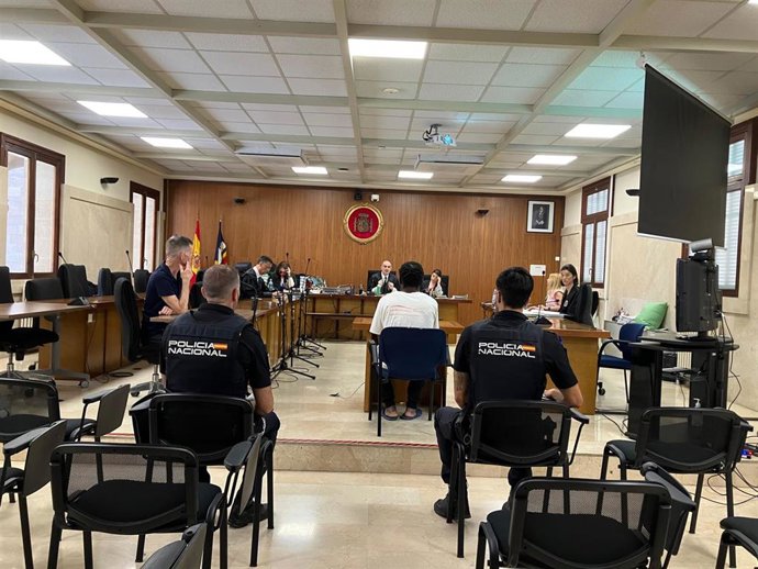 El acusado, de espaldas, en la Audiencia Provincial de Palma.