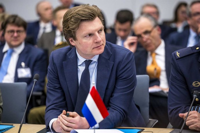 Archivo - Arquivo - 10 de abril de 2025: Ruben Brekelmans, Ministro da Defesa dos Países Baixos, participa da reunião da Coalition of the Willing, co-organizada pela França e pelo Reino Unido, na sede da OTAN em Bruxelas, Bélgica, em 10.04.2025. A sessão 