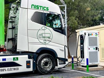 Punto de recarga de camiones eléctricos.