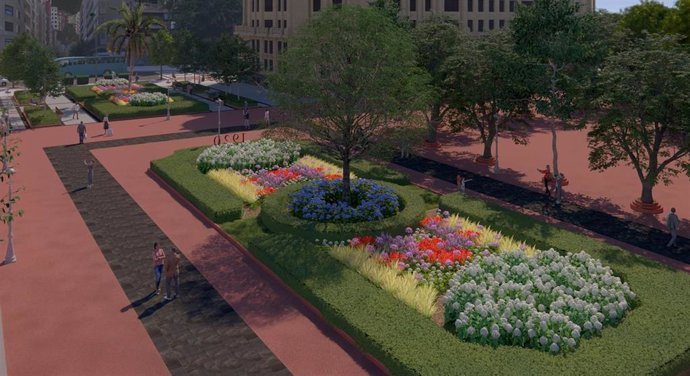 Infografía del entorno del museo Bellas Artes en el tramo más próximo a Gran Vía