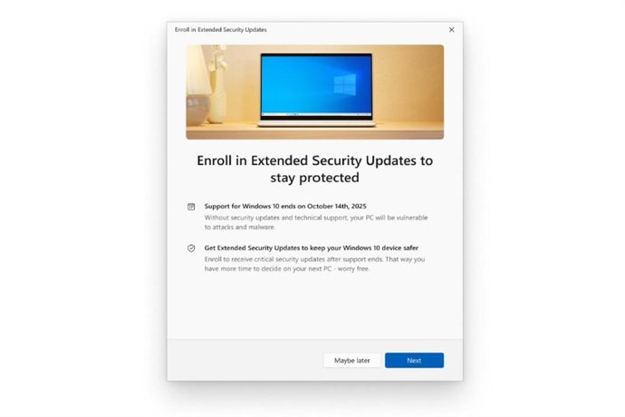 Programa de Actualizaciones de Seguridad Extendidas (ESU) para Windows 10.