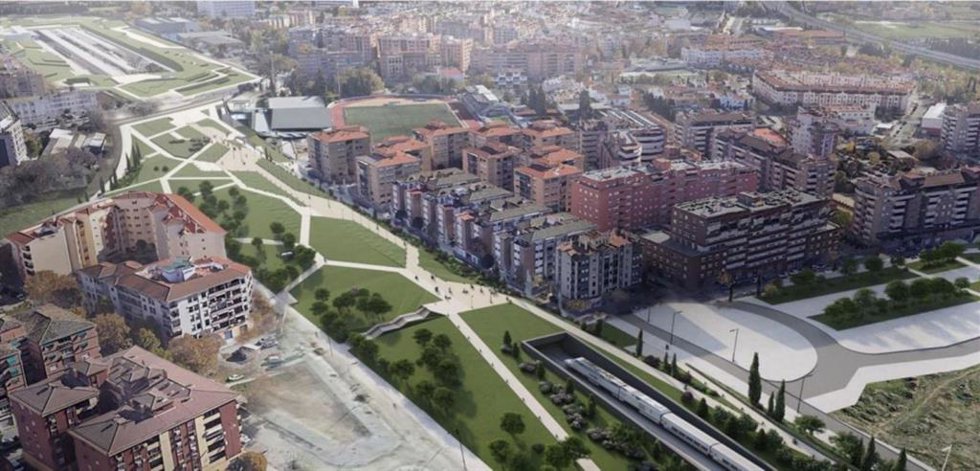 Imagen que refleja la maqueta de la intervención que se llevará a cabo en Granada en torno a las vías del tren y la estación