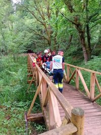 Evacuada una mujer del bosque de secuoyas de Cabezón con posible fractura de pierna