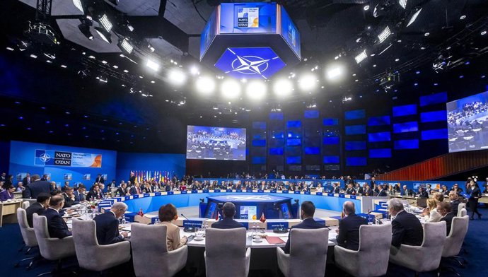 Vista geral do segundo dia da Cúpula da OTAN em 25 de junho de 2025 em Haia, Holanda. A cúpula é marcada pela recusa da Espanha em aumentar os gastos com defesa para 5% do PIB.