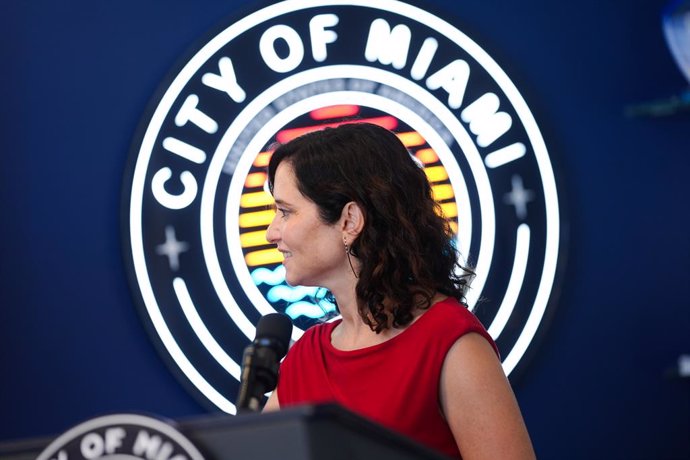 La presidenta de la Comunidad de Madrid, Isabel Díaz Ayuso, en un viaje institucional a Miami