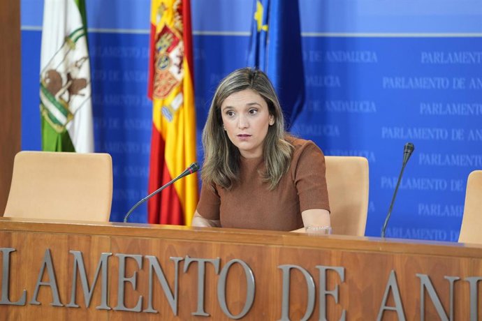 La portavoz del PSOE-A, María Márquez, en el Parlamento andaluz.