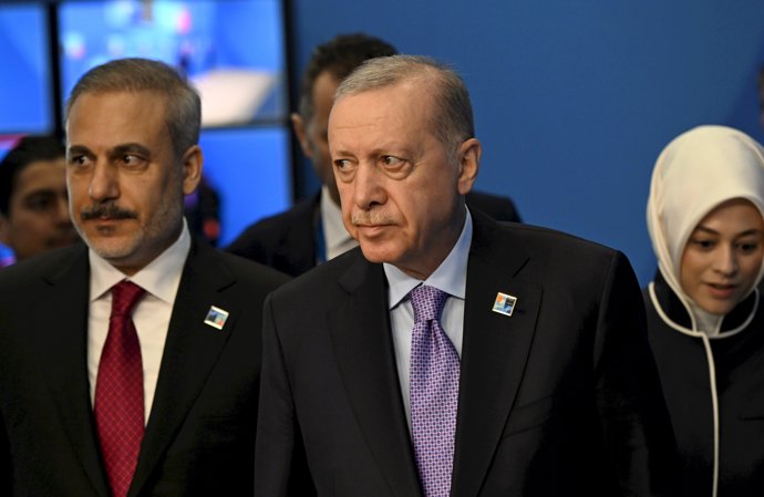 El presidente turco Recep Tayyip Erdogan durante la cumbre de la OTAN en La Haya. 